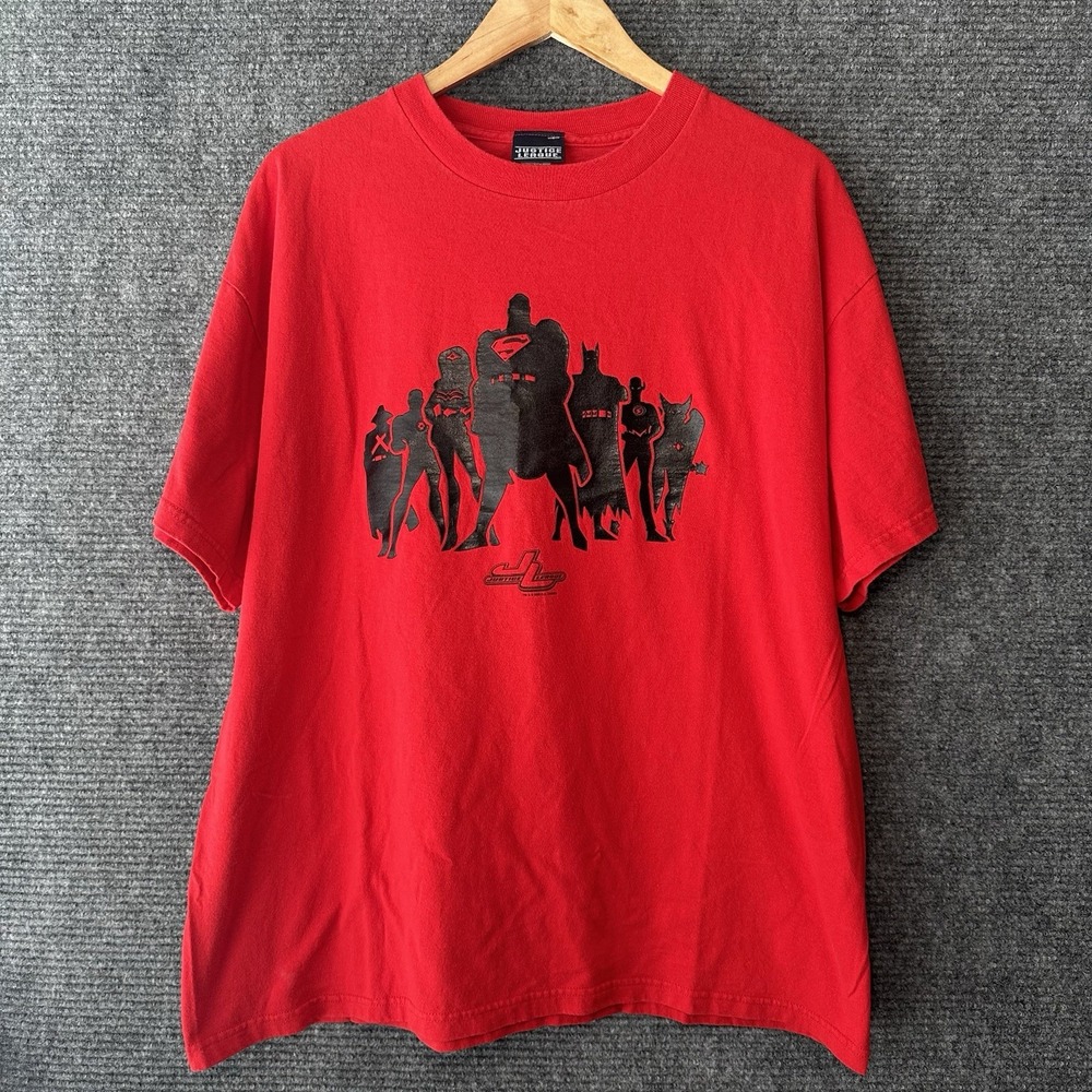 2002 Justice League T-Shirt XLarge USA Made Rare Dc Comics Tag Tv‎ Series Promo